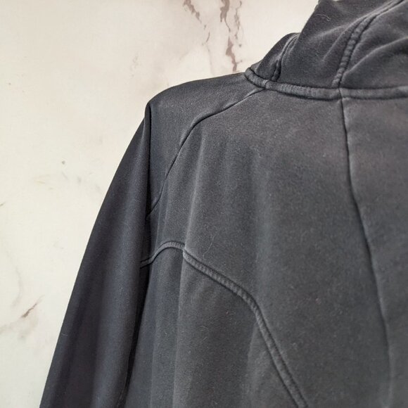 Athleta Jacket Women Medium Black Hoodie Full Zip Fleece Thumb Hole Triumph - Picture 9 of 12